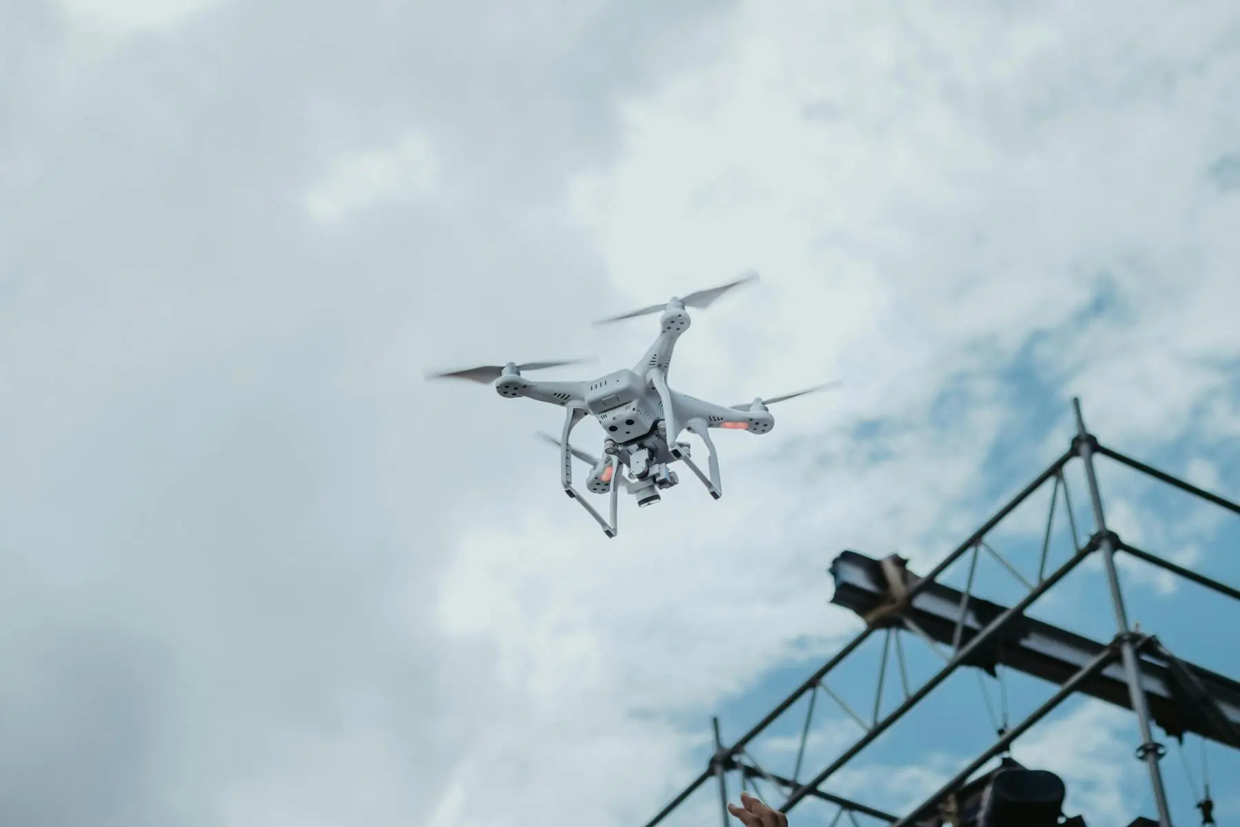 Professional uncrewed aircraft in flight during an aerospace operations programme