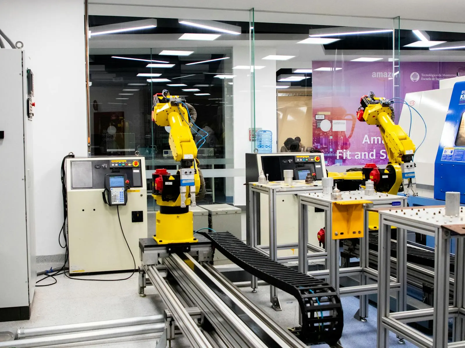 Industrial robotics environment connecting world models, simulation, edge deployment, fleet telemetry, safety zones, and human review